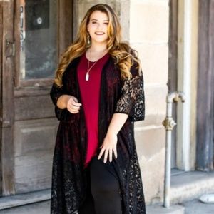 L&B Lucky & Blessed Black 3/4 Sleeve Duster Vest